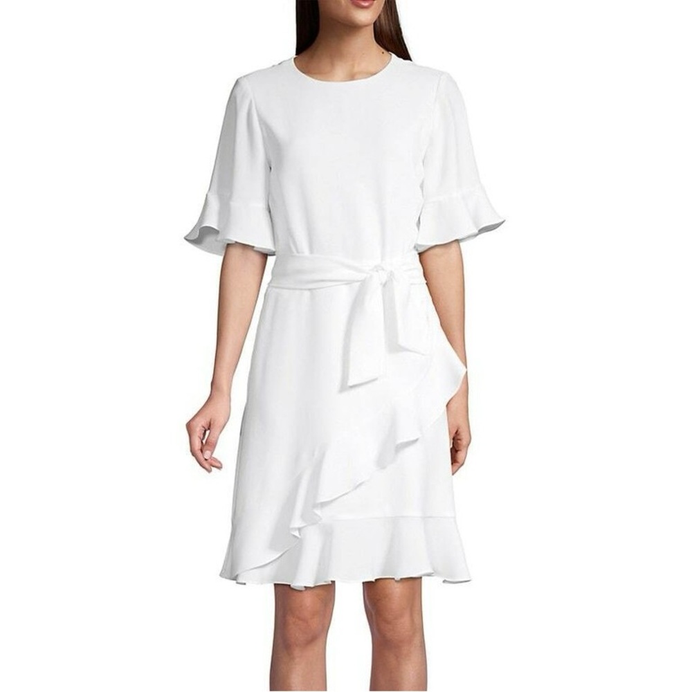 Shoshanna Andora Ivory White Flutter Sleeve Dress